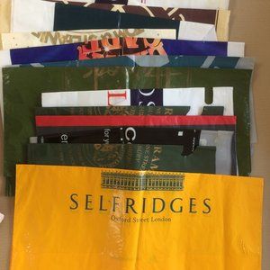 - 15 New used retro collectible UK high st store shopping plastic reusable bag